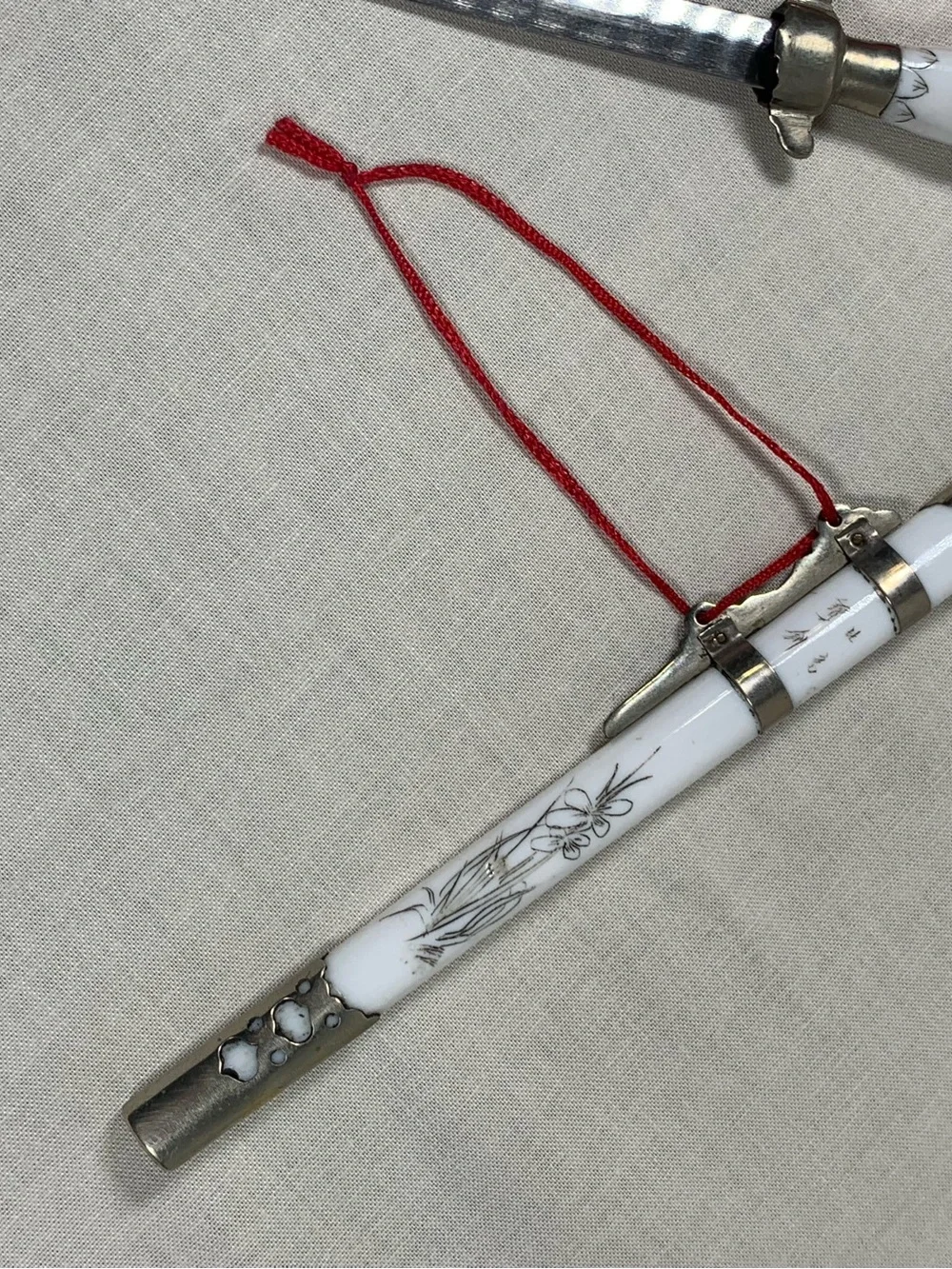 Vintage Chinese Sword Letter Opener Sheath Tassels